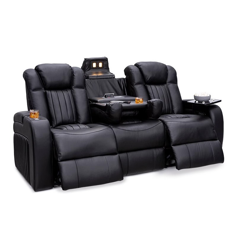 Home Cinema Lounge - เก้าอี้โรงหนังสีดำแบบปรับเอนนอนด้วยระบบไฟฟ้า โซฟาห้องนั่งเล่นอเนกประสงค์ ชุดโซฟาปรับเอนนอนสำหรับโฮมเธียเตอร์