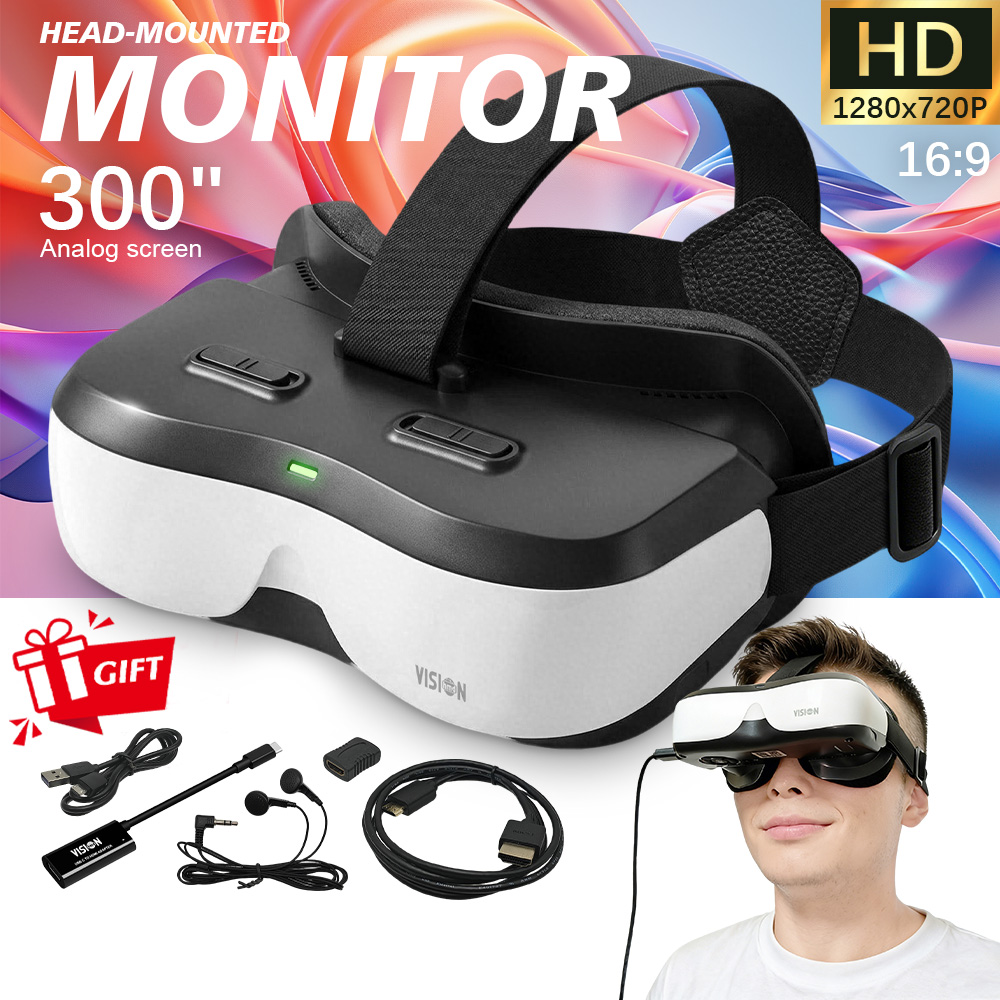 Video Home Cinema - จอแสดงผลแบบพกพาติดศีรษะ HDMI Type-C, จอเสมือนขนาด 300 นิ้ว