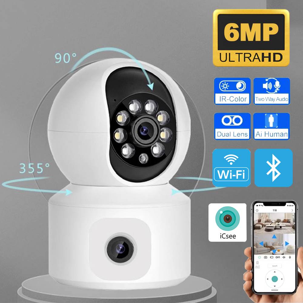 Home Cinema Screen - กล้องวงจรปิด WiFi IP 6MP ICSEE เลนส์คู่