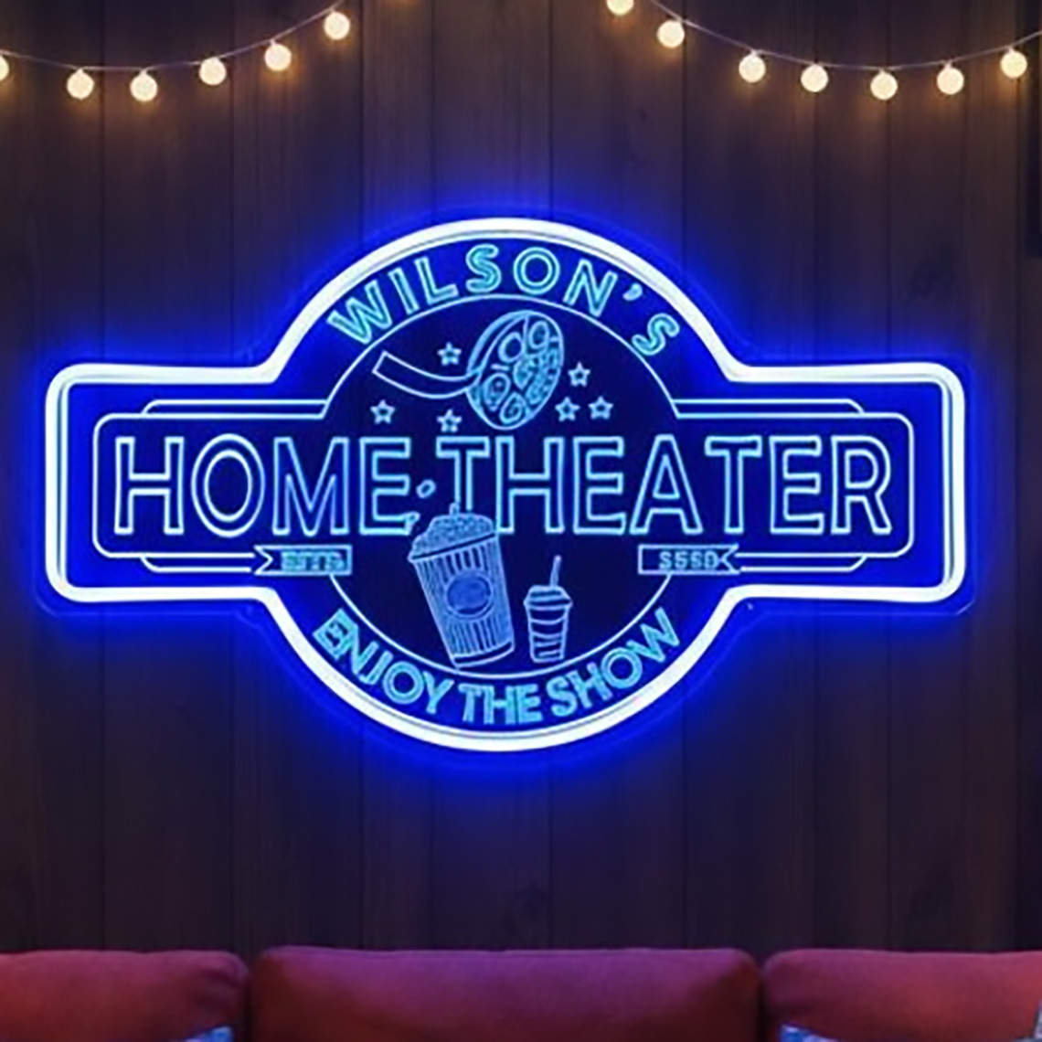 Home Cinema Decor - ป้ายไฟนีออนโฮมเธียเตอร์แบบกำหนดเอง ตกแต่งโรงภาพยนตร์ส่วนตัว ป้ายชื่อส่วนตัว ตกแต่งผนังห้องดูหนัง
