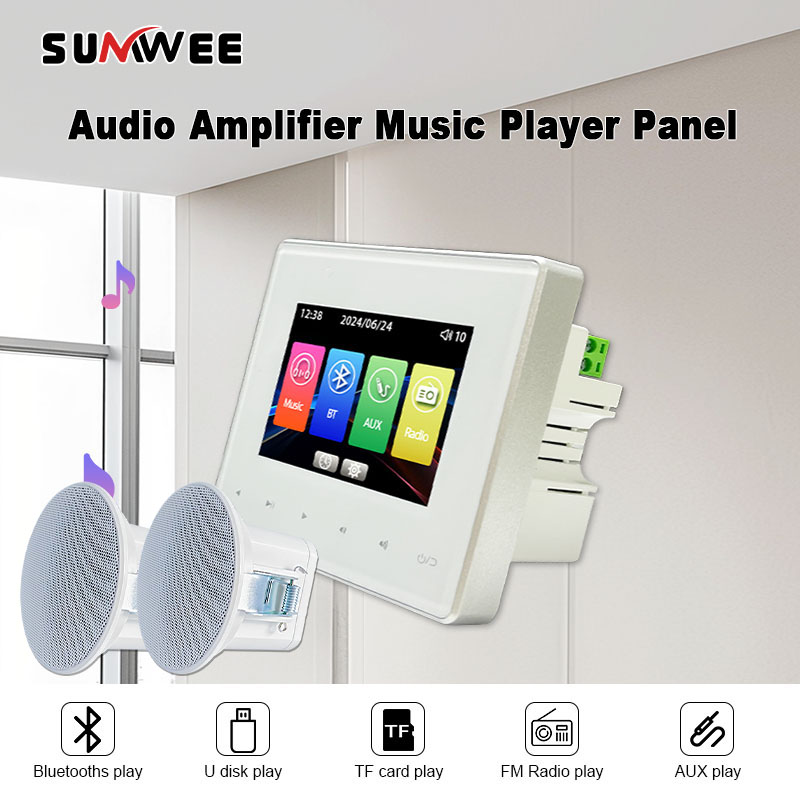 Home Cinema System - แผงเพลงติดผนังสำหรับบ้าน โรงแรม 86 แอมพลิฟายเออร์บลูทูธติดผนัง เครื่องเล่น AUX