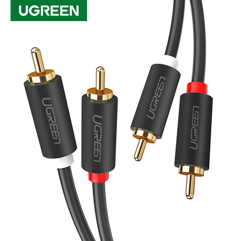 Home Cinema Solution - UGREEN 2RCA 2 RCA ตัวผู้ชายสายออดิโอทอง RCA