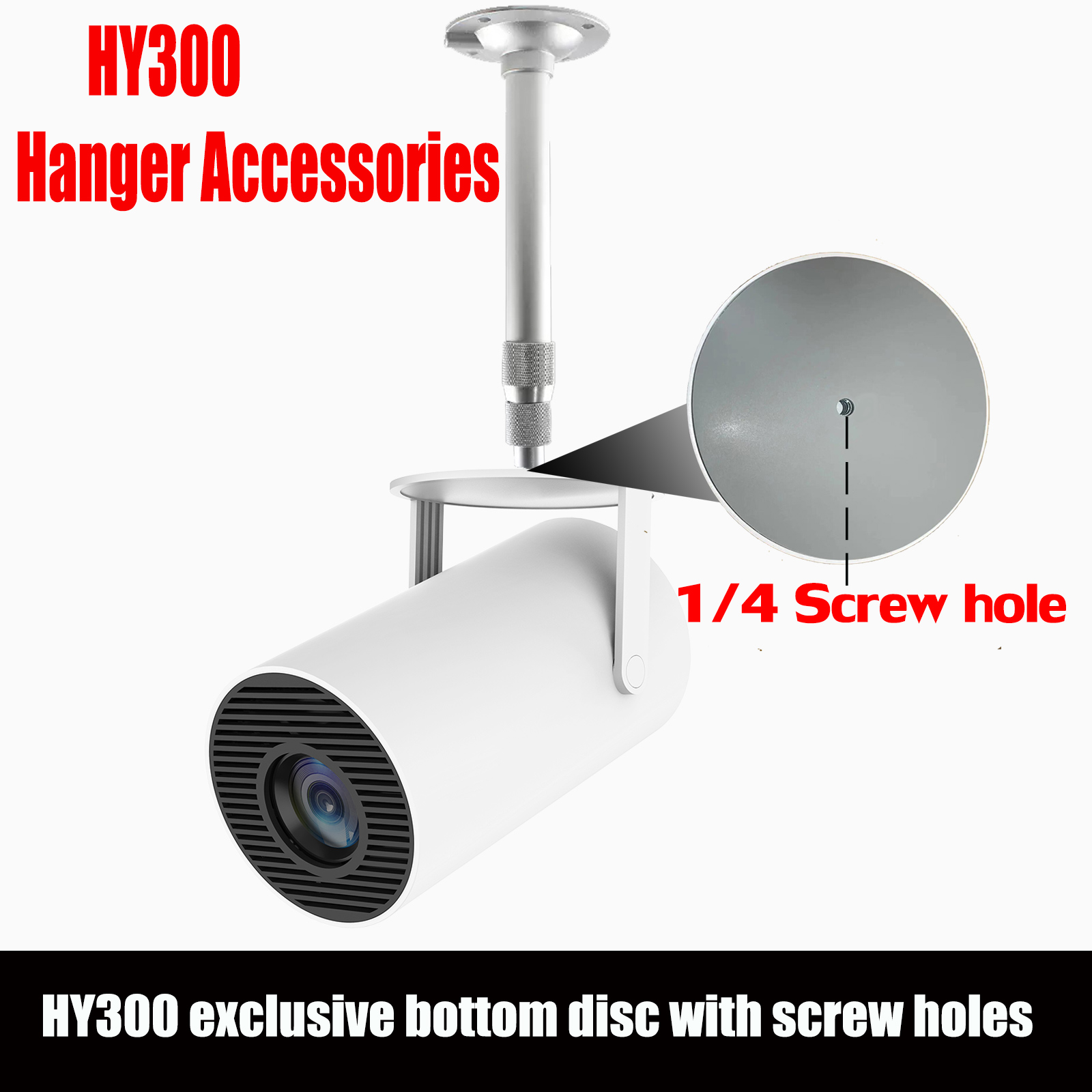 Home Cinema Screen - อุปกรณ์เสริมโปรเจคเตอร์ HY300 ขาตั้งเพดานและผนังสำหรับโปรเจคเตอร์ รองรับไฟแบ็คไลท์ ใช้ได้กับขายึดแบบแขวน รูสกรู
