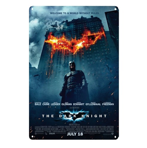 Home Cinema Decor - โปสเตอร์โลหะภาพยนตร์อัศวินรัตติกาล - แผ่นโลหะขนาด 20x30 ซม.