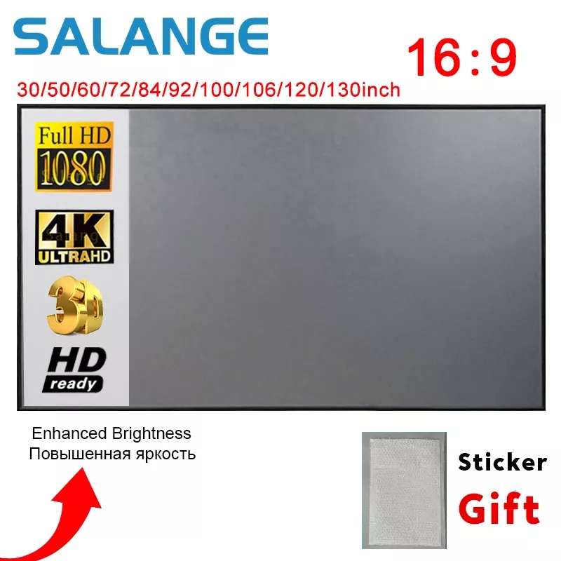 Home Cinema Screen - Salange โปรเจคเตอร์หน้าจอ,60 100 120 นิ้วผ้าสะท้อนแสงผ้าหน้าจอสําหรับ YG300
