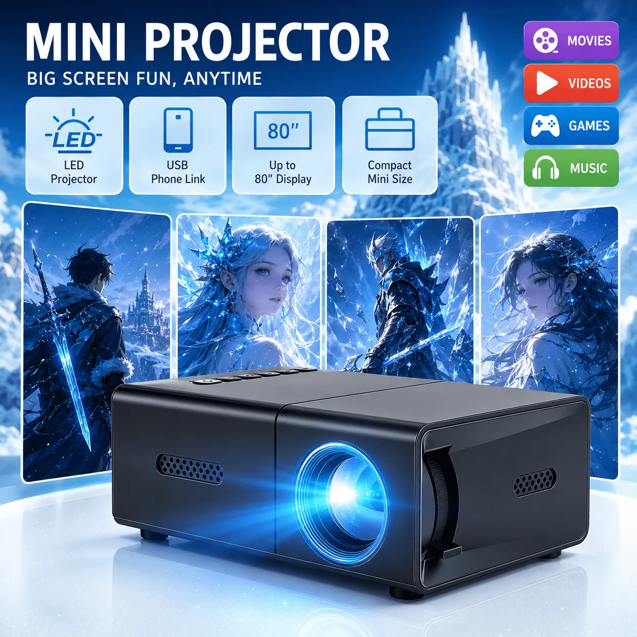 โปรเจคเตอร์พกพาขนาดเล็ก รองรับ - Video Home Cinema บทวิจารณ์และราคา