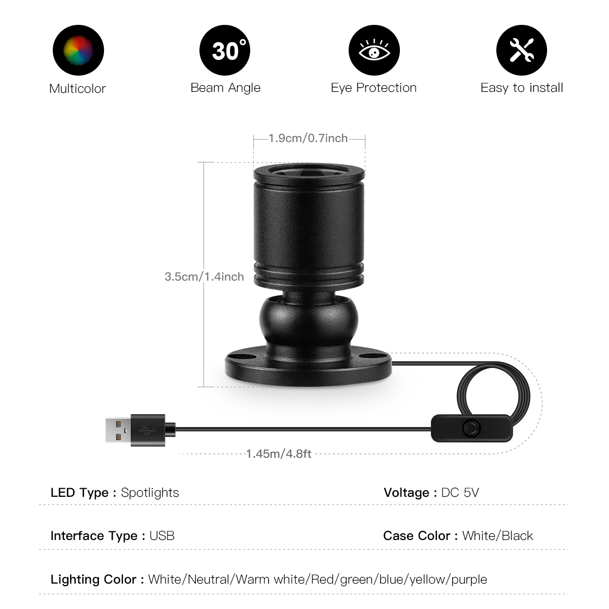 8 สี MINI Spot Light 1W Rotata - Home Cinema Led บทวิจารณ์และราคา